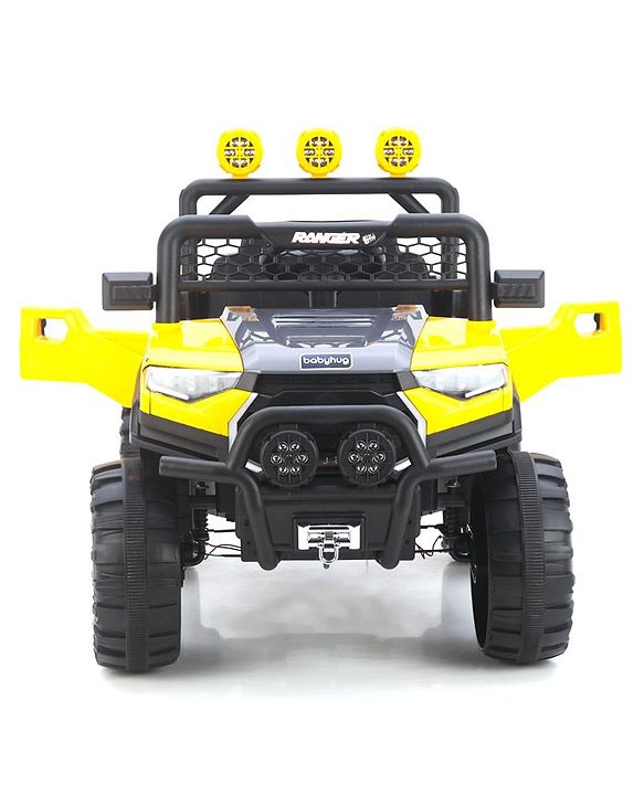Babyhug RANGER 4X4 Battery Operated Ride On Jeep with Music & LED Lights - Red| Forward & Reverse Drive| Wide Comfortable Seat| Rechargeable Battery| Remote Control| Pre-loaded Music with USB & AUX| Easy to Assemble| Wide Comfortable Seat| Easy to Op