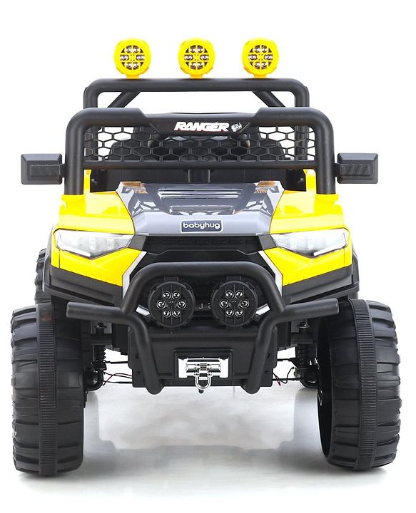 Babyhug RANGER 4X4 Battery Operated Ride On Jeep with Music & LED Lights - Red| Forward & Reverse Drive| Wide Comfortable Seat| Rechargeable Battery| Remote Control| Pre-loaded Music with USB & AUX| Easy to Assemble| Wide Comfortable Seat| Easy to Op