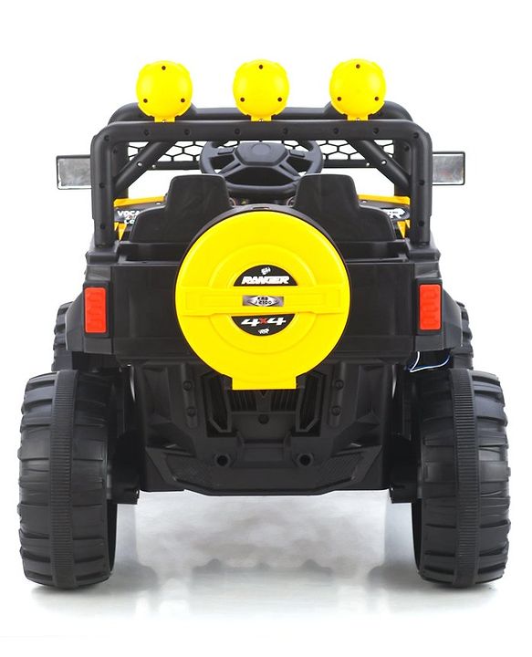 Babyhug RANGER 4X4 Battery Operated Ride On Jeep with Music & LED Lights - Red| Forward & Reverse Drive| Wide Comfortable Seat| Rechargeable Battery| Remote Control| Pre-loaded Music with USB & AUX| Easy to Assemble| Wide Comfortable Seat| Easy to Op