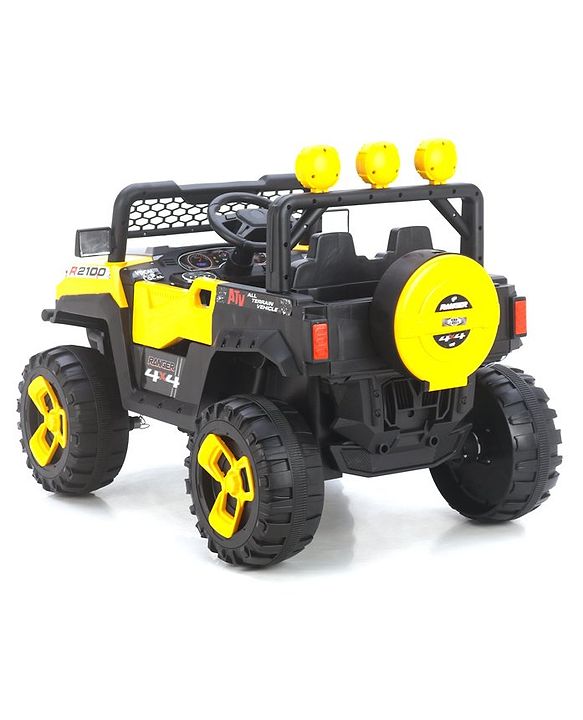 Babyhug RANGER 4X4 Battery Operated Ride On Jeep with Music & LED Lights - Red| Forward & Reverse Drive| Wide Comfortable Seat| Rechargeable Battery| Remote Control| Pre-loaded Music with USB & AUX| Easy to Assemble| Wide Comfortable Seat| Easy to Op