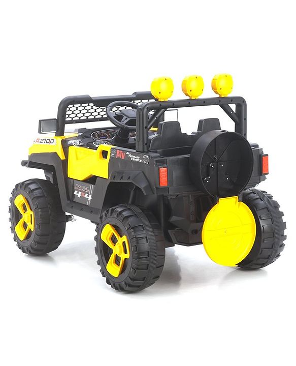 Babyhug RANGER 4X4 Battery Operated Ride On Jeep with Music & LED Lights - Red| Forward & Reverse Drive| Wide Comfortable Seat| Rechargeable Battery| Remote Control| Pre-loaded Music with USB & AUX| Easy to Assemble| Wide Comfortable Seat| Easy to Op