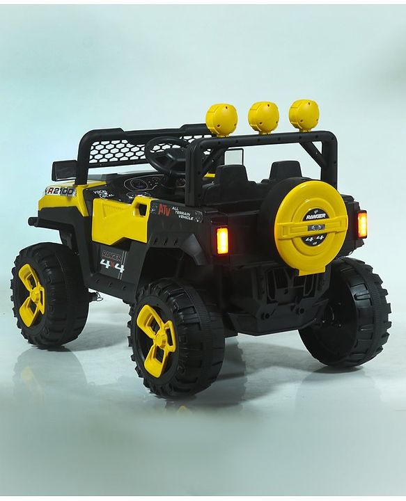 Babyhug RANGER 4X4 Battery Operated Ride On Jeep with Music & LED Lights - Red| Forward & Reverse Drive| Wide Comfortable Seat| Rechargeable Battery| Remote Control| Pre-loaded Music with USB & AUX| Easy to Assemble| Wide Comfortable Seat| Easy to Op