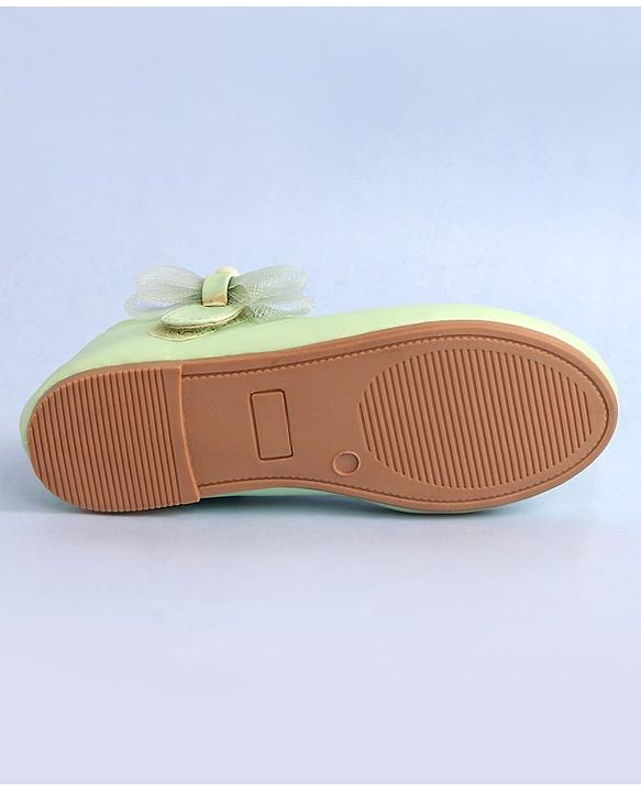 Pine Kids Bow & Pearl Detailing Ballerinas with Velcro Closure - Sea Green