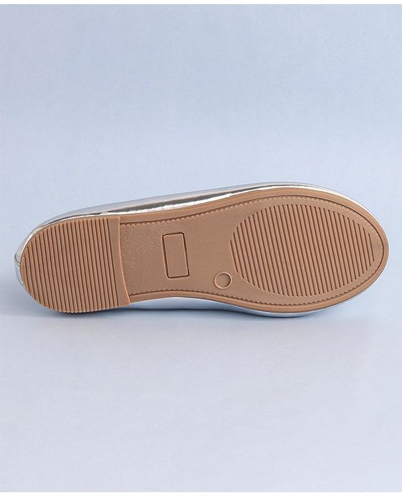Pine Kids Bow & Stone Detailing Ballerinas with Velcro Closure - Silver