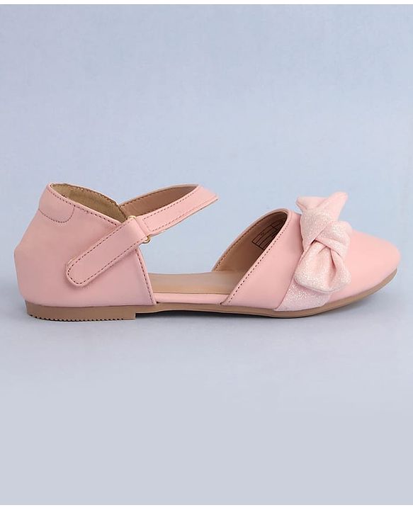 Pine Kids Bow Applique Ballerinas with Velcro Closure - Pink