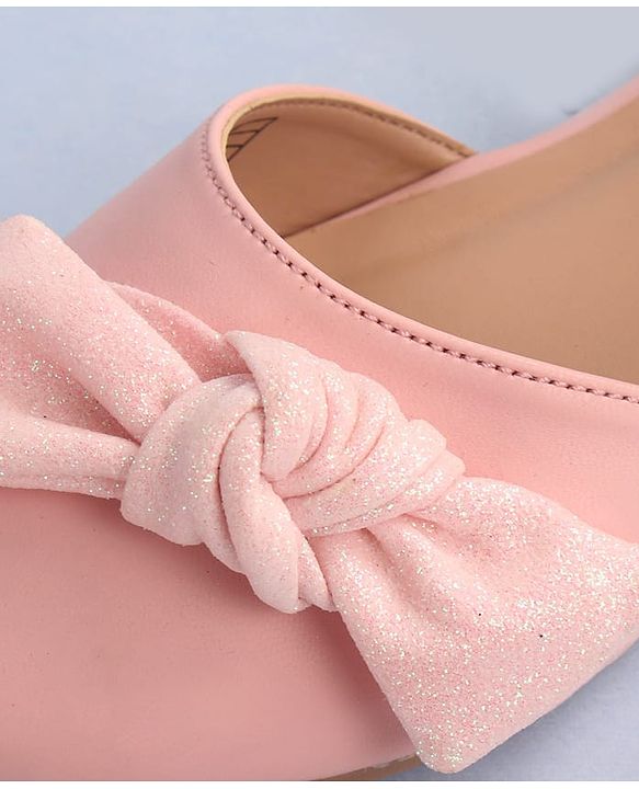 Pine Kids Bow Applique Ballerinas with Velcro Closure - Pink