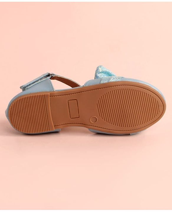 Pine Kids Bow Applique Ballerinas with Velcro Closure - Sea Blue