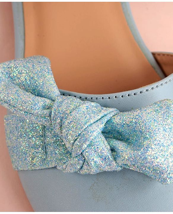 Pine Kids Bow Applique Ballerinas with Velcro Closure - Sea Blue