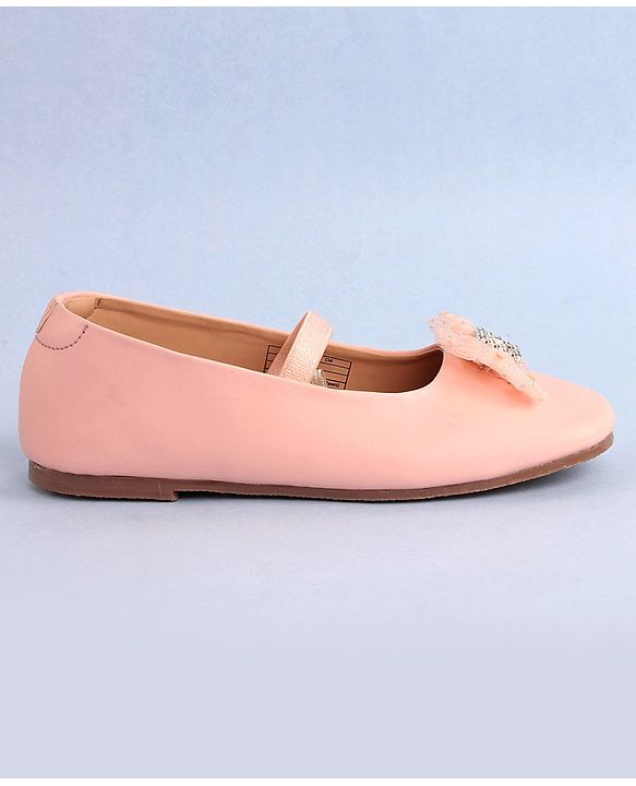 Pine Kids Bow Applique Ballerinas with Backstrap- Pink