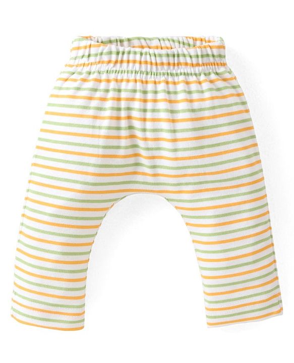 Babyhug Cotton Knit Full Sleeves Front Open Night Suit With Stripes & Planet Print - Light Blue