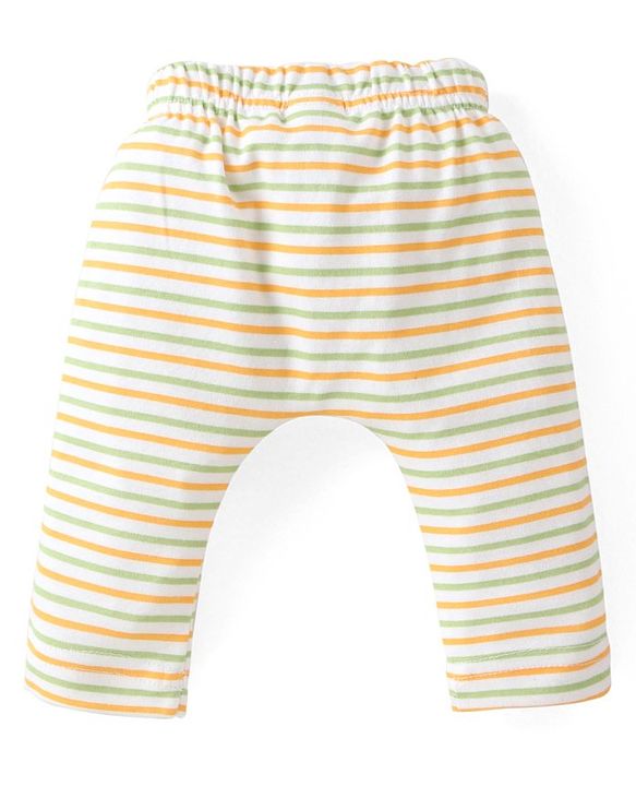Babyhug Cotton Knit Full Sleeves Front Open Night Suit With Stripes & Planet Print - Light Blue