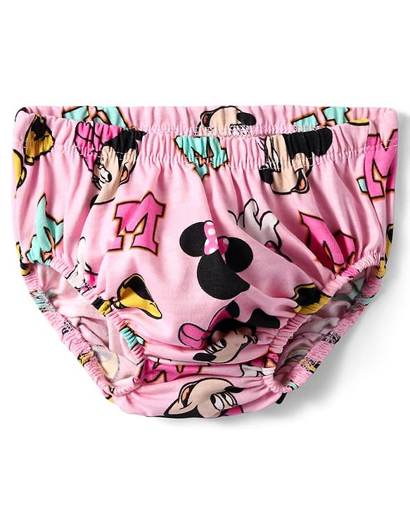 Babyhug Disney Single Jersey Knit Full Sleeves Minnie Mouse Printed Frock with Bloomer &  Frill Detailing - Pink