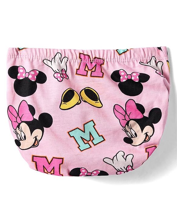 Babyhug Disney Single Jersey Knit Full Sleeves Minnie Mouse Printed Frock with Bloomer &  Frill Detailing - Pink