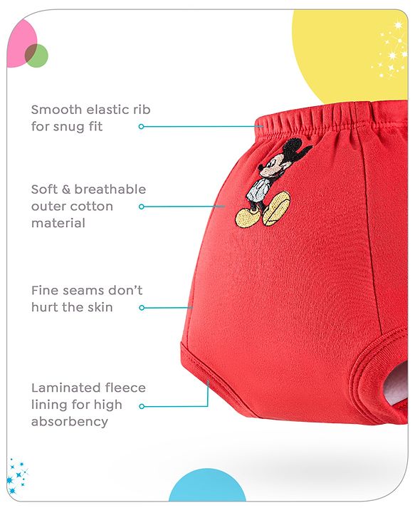 Babyhug Disney Mickey Mouse Print Training Pant Pack of 3 (suitalble for age group 2-3 years)- Red