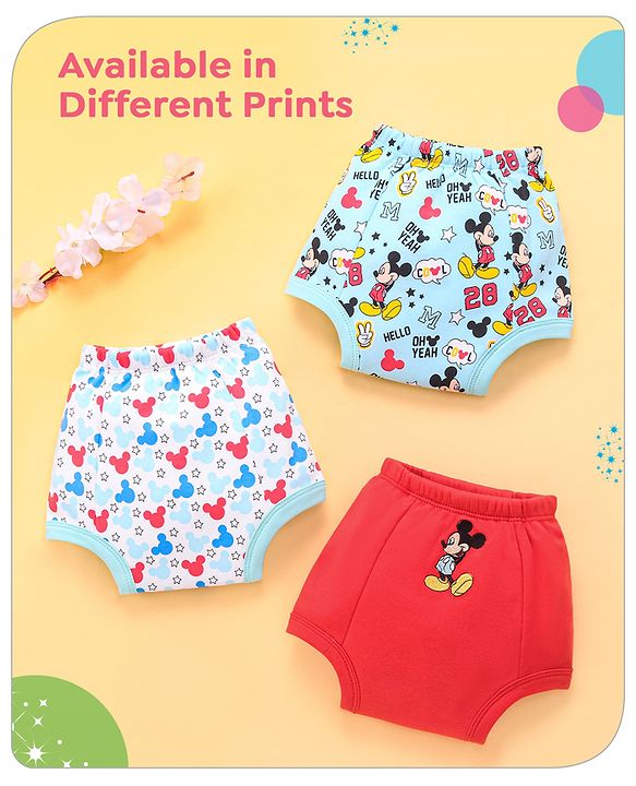 Babyhug Disney Mickey Mouse Print Training Pant Pack of 3 (suitalble for age group 2-3 years)- Red