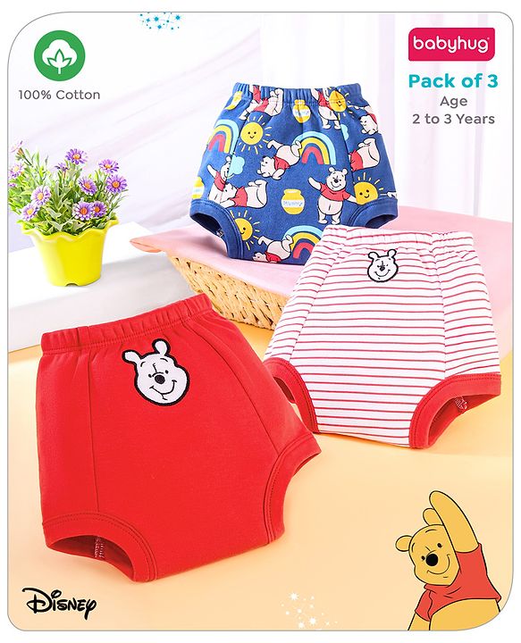 Babyhug Disney Mickey Mouse Print Training Pant Pack of 3 (suitalble for age group 2-3 years)- Red