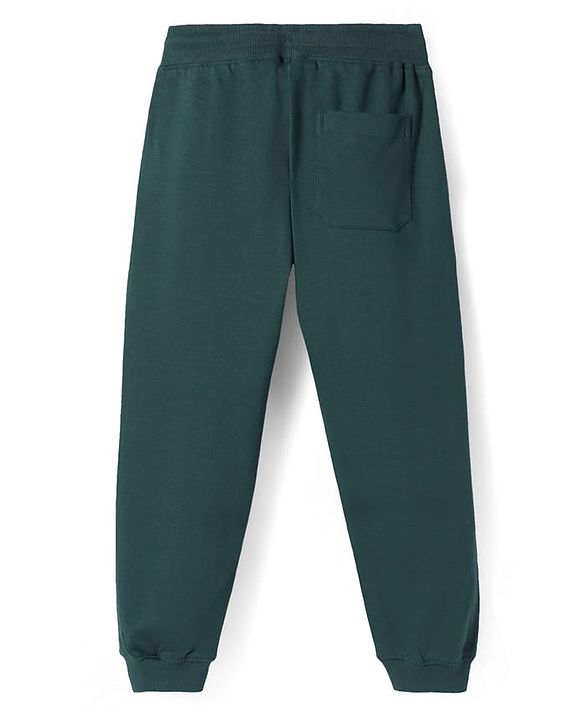 Pine Kids Cotton Knit Full Length Text Printed Lounge Pants - Dark Green