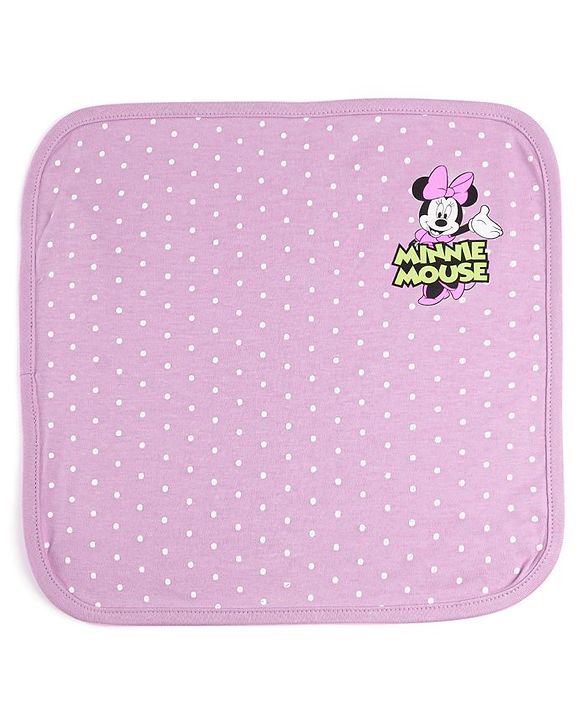 Babyhug Disney Interlock Knit Hand & Face Towel  With Minnie Mouse Graphics Pack of 3 L 30 x B 30 cm - Multicolor