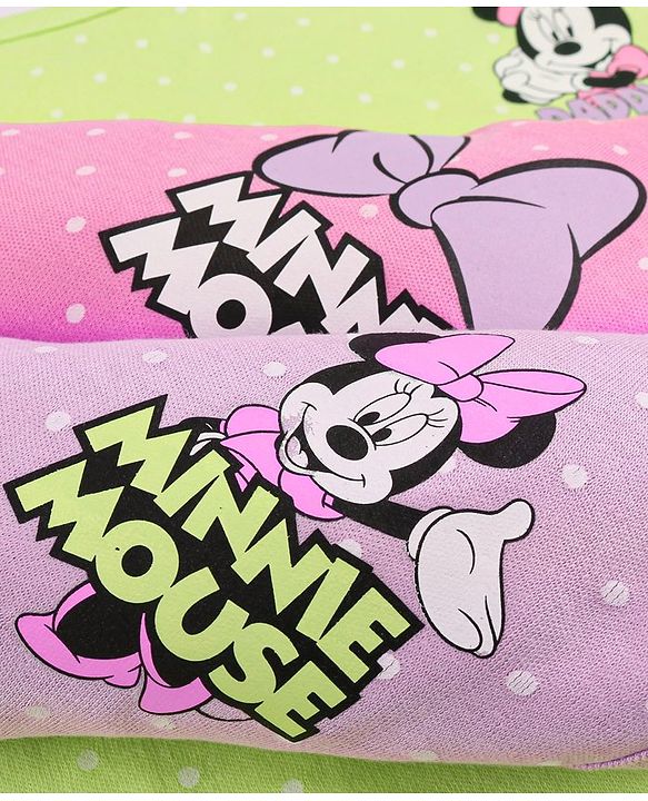 Babyhug Disney Interlock Knit Hand & Face Towel  With Minnie Mouse Graphics Pack of 3 L 30 x B 30 cm - Multicolor