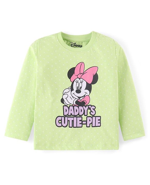 Babyhug Disney Single Jersey Knit Full Sleeves Night Suit With Minnie Mouse Graphic - Green