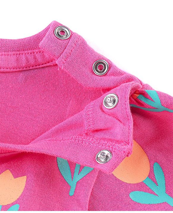 Babyhug Cotton Knit Full Sleeves Floral Printed Night Suit - Pink