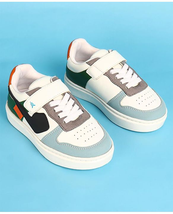 Pine Kids Velcro Closure Casual Shoes - White & Blue