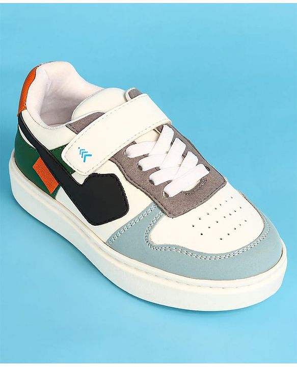 Pine Kids Velcro Closure Casual Shoes - White & Blue