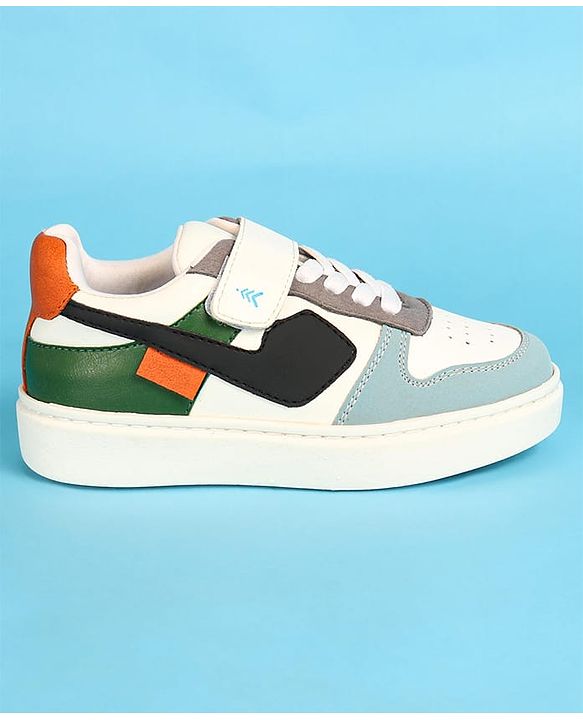 Pine Kids Velcro Closure Casual Shoes - White & Blue