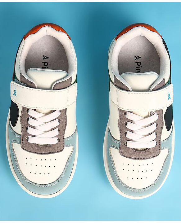 Pine Kids Velcro Closure Casual Shoes - White & Blue