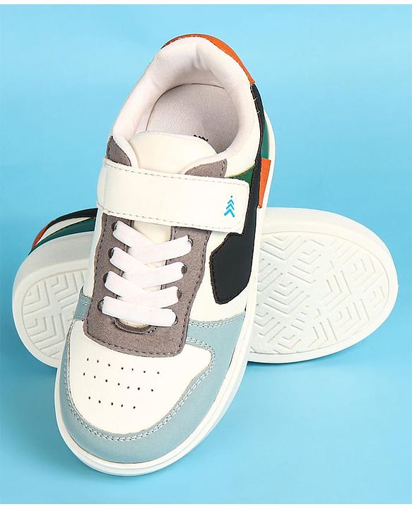Pine Kids Velcro Closure Casual Shoes - White & Blue