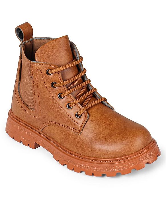 Pine Kids Lace Up Solid Color Winter Boots - Brown