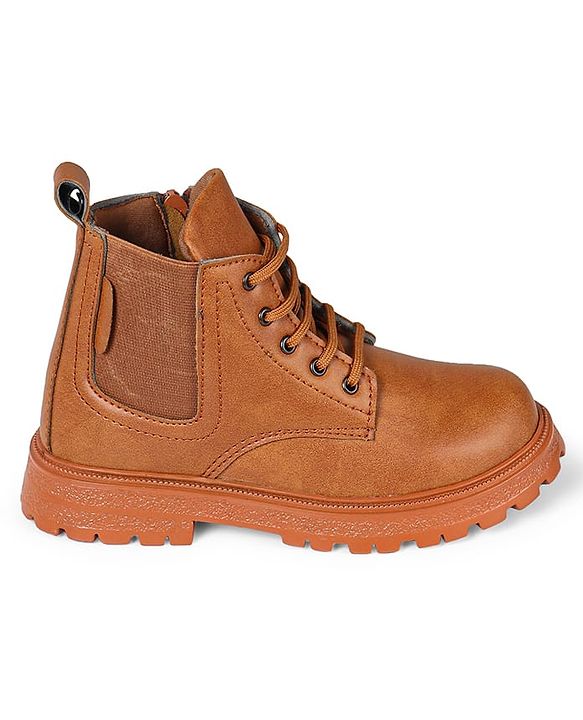 Pine Kids Lace Up Solid Color Winter Boots - Brown