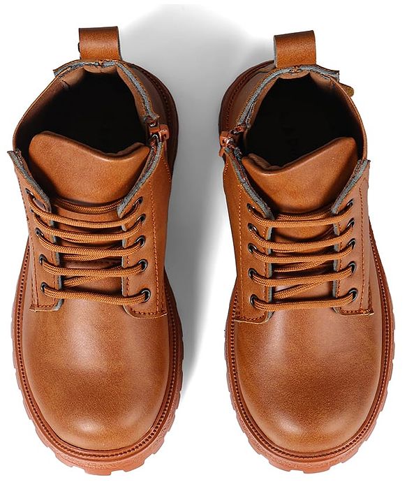 Pine Kids Lace Up Solid Color Winter Boots - Brown
