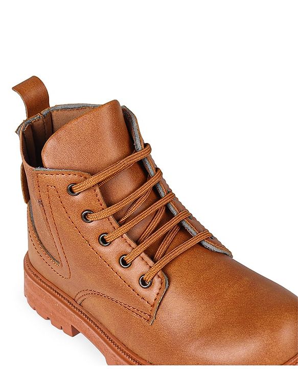 Pine Kids Lace Up Solid Color Winter Boots - Brown