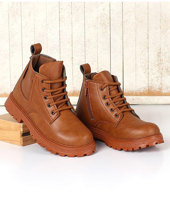 Pine Kids Lace Up Solid Color Winter Boots - Brown