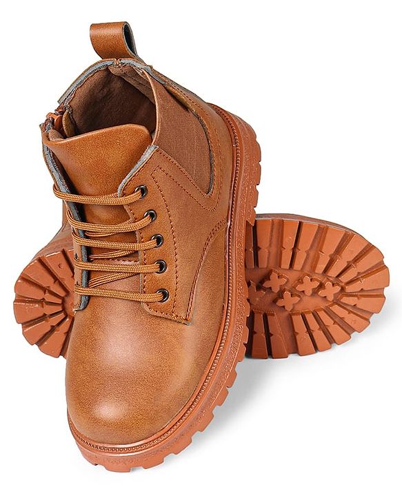 Pine Kids Lace Up Solid Color Winter Boots - Brown