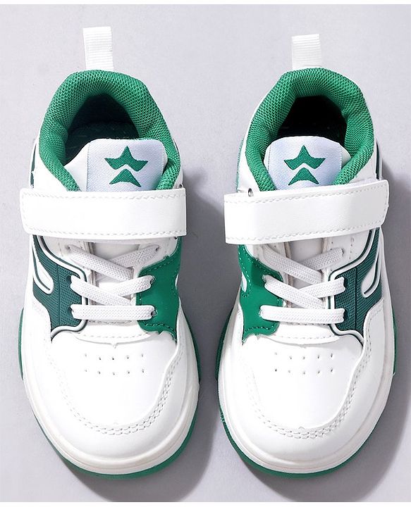 Cute Walk by Babyhug Velcro Closure Sneakers -White & Green