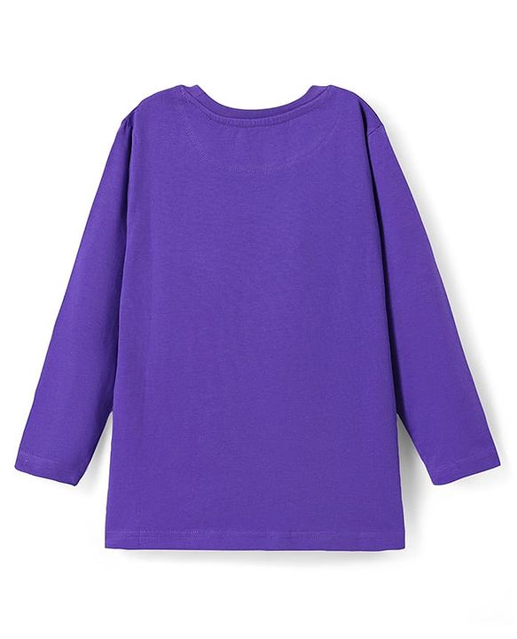 Pine Kids Single Jersey Knit Full Sleeves Night Suit with Space Theme Print - Purple & Black