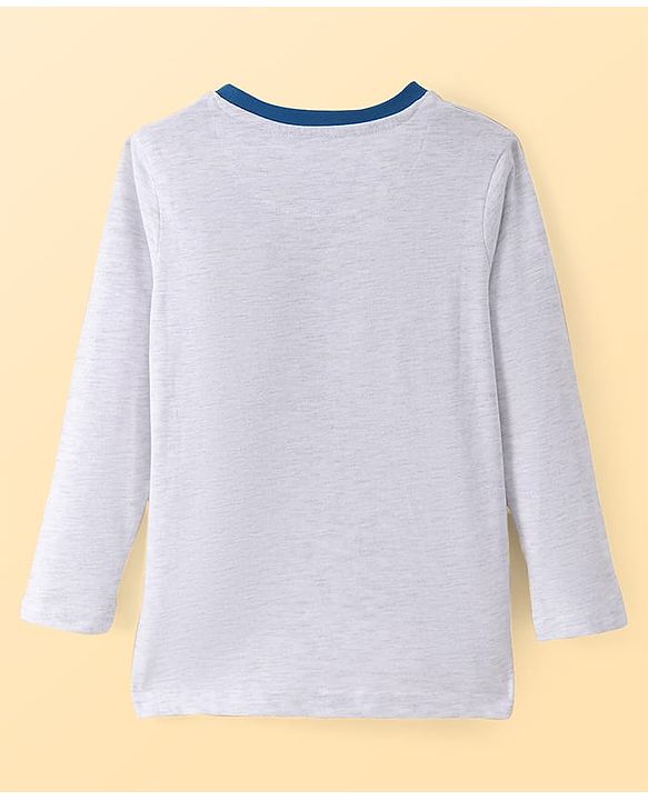 Pine Kids Single Jersey Knit Full Sleeves Night Suit with Dino Print - Navy Blue & Grey