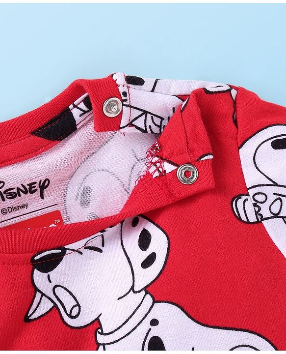 Babyhug Disney Single Jersey Knit Full Sleeves Night Suit with 101 Dalmatians Print - Red