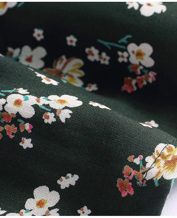 Babyhug Rayon Woven Full Sleeves Top With Floral Print & Lace Detailing - Dark Green