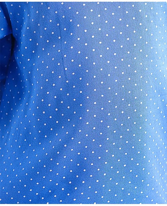 Babyhug Rayon Woven Full Sleeves Polka Dot Printed Top With Peter Pan Collar - Blue