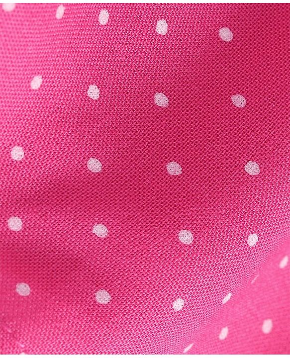 Babyhug Rayon Woven Full Sleeves Top with Polka Dot Print & Smocked Detailing - Dark Pink