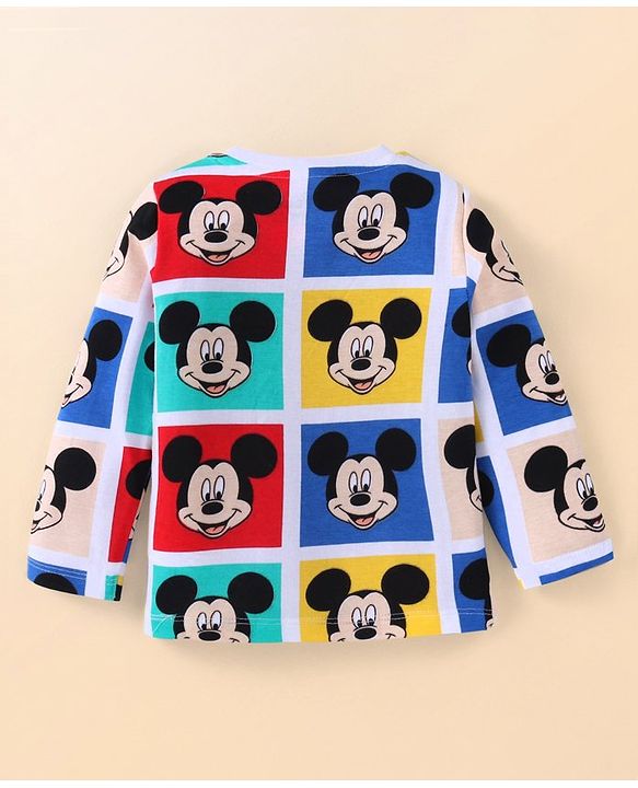 Babyhug Disney Single Jersey Knit Full Sleeves Night Suit with Mickey Mouse Graphics- Red Blue & Yellow