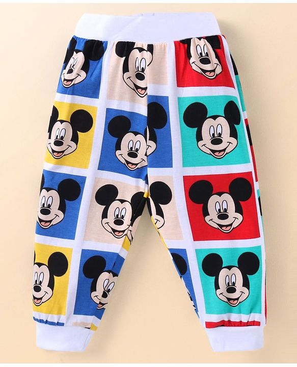 Babyhug Disney Single Jersey Knit Full Sleeves Night Suit with Mickey Mouse Graphics- Red Blue & Yellow