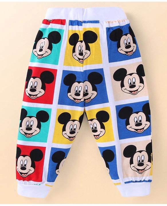 Babyhug Disney Single Jersey Knit Full Sleeves Night Suit with Mickey Mouse Graphics- Red Blue & Yellow