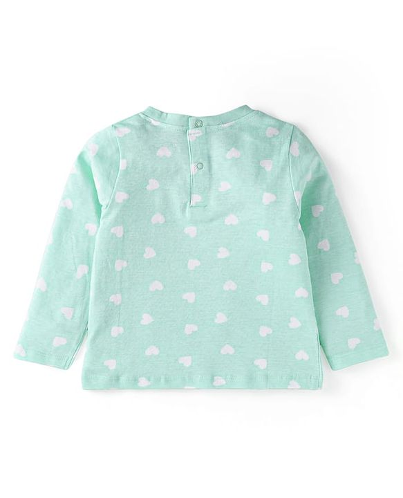 Babyhug Disney Cotton Knit Full Sleeves Night Suit With Minnie Mouse Graphics - Sea Green