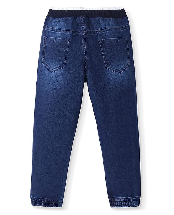 Pine Kids Denim Woven Full Length Ribbed Waist Washed Jeans - Dark Blue