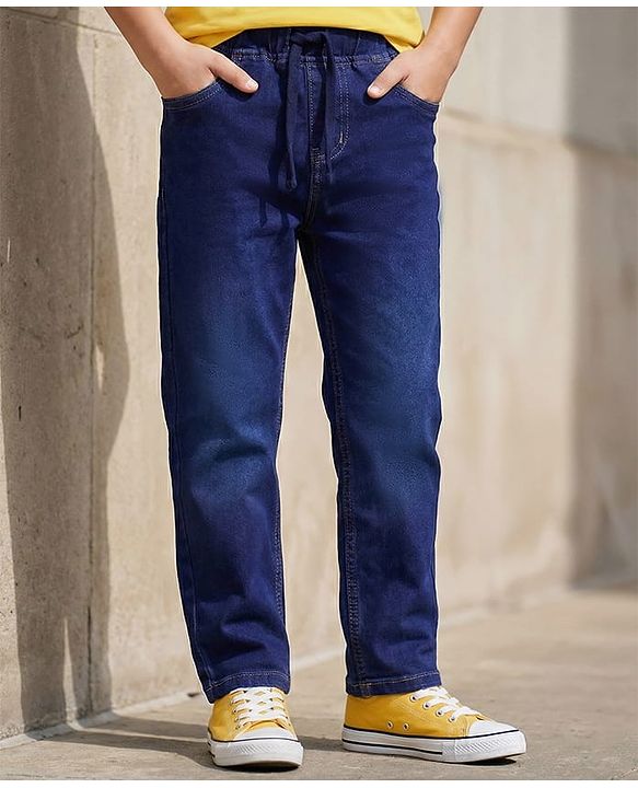 Pine Kids Denim Full Length Solid Jeans - Dark Blue