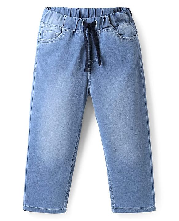 Pine Kids Woven Full Length Solid Denim Jeans - Light Blue